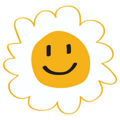 Pastel White Daisy Illustration – Cute Childlike Hand-Drawn Floral Vector