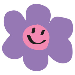 Cute Pastel Purple Flower Illustration – Childlike Hand-Drawn Floral Vector