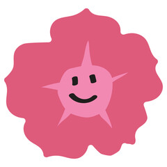 Cute Pastel Magenta Flower Illustration – Childlike Hand-Drawn Floral Vector