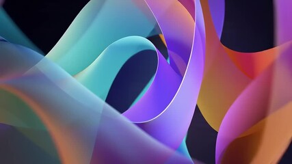 Abstract flowing colorful ribbons on a dark background, vibrant digital art - Powered by Adobe