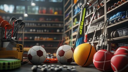 High-Quality Sports Equipment Display Photo