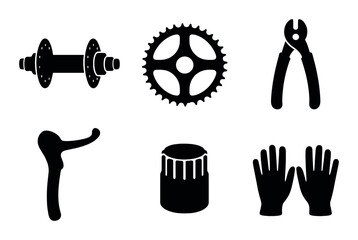 Essential bicycle repair tools kit including wheel hub and gear