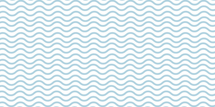 Seamless Wave Pattern, Hand drawn water sea vector background. Wavy beach print, curly grunge paint lines,