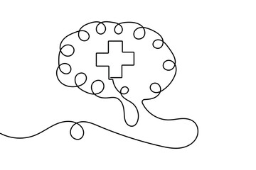 Medical cross one line drawing simple minimalist outline vector art
