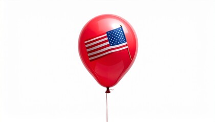 Obraz premium Red balloon with American flag design featuring stars and stripes, tied with string.