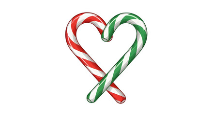 Obraz premium Two candy canes forming a heart shape on a black background