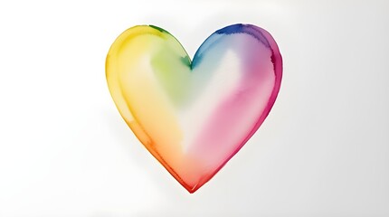 Fototapeta premium Vibrant Rainbow-Colored Watercolor Heart Illustration