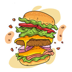 hamburger on a white