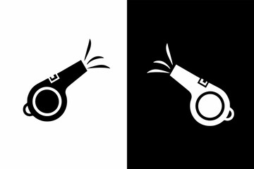 Whistle Icon Vector Illustration of a Referee or Coach Whistle in Simple Black and White
