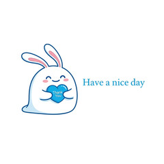 Fototapeta premium Vector illustration of cute bunny holding a thank you heart isolated on