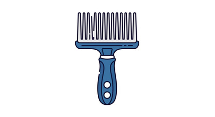 Stylized illustration of a blue afro pick comb for textured hair, isolated on a white background.