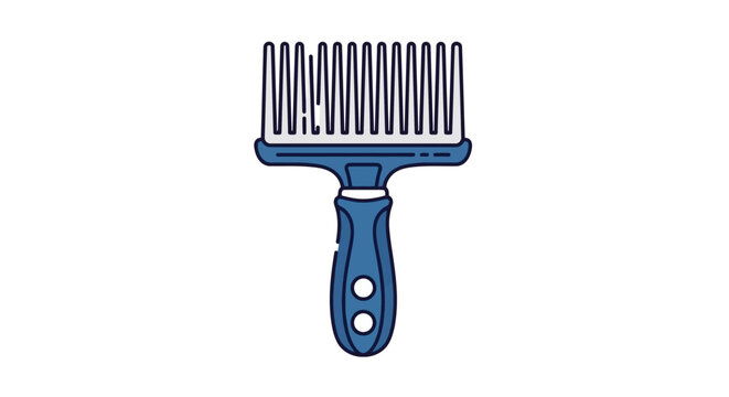 Stylized illustration of a blue afro pick comb for textured hair, isolated on a white background.