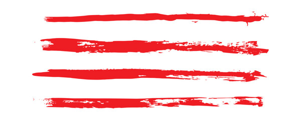 A set of hand-painted red grunge brush stroke