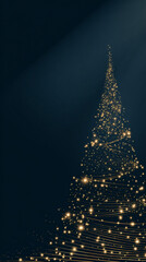 Sparkling Christmas Tree Design with Gold Lights on Dark Background