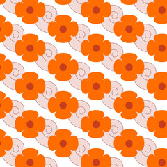 Vintage Orange flower pattern on white background