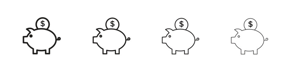 Fototapeta premium Piggy bank icon set. editable stroke eps 10 vector illustration.