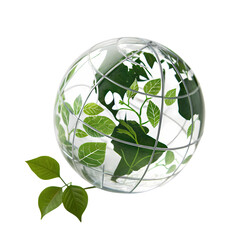Growing green world globe symbol of sustainability