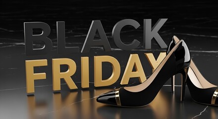 Black Friday Sale Advertisement with High Heels