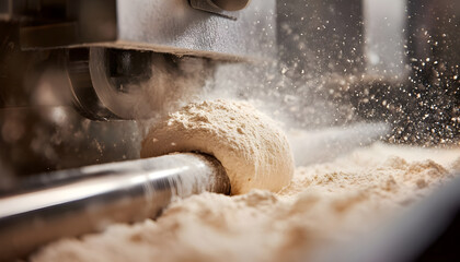 Medium shot focusing on a glutenfree dough kneading machine carefully processing alternative flours to create specialty bread mixtures