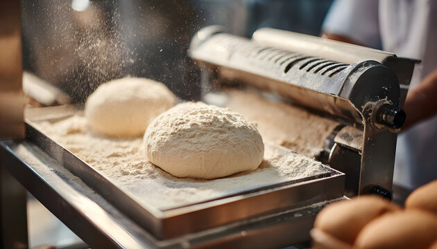 Medium shot focusing on a glutenfree dough kneading machine carefully processing alternative flours to create specialty bread mixtures