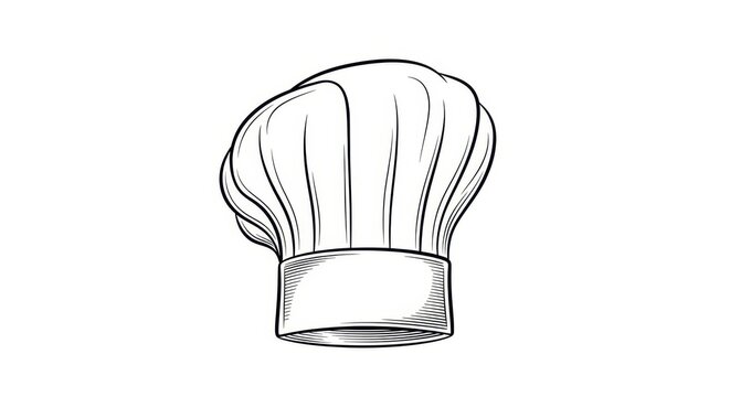 Detailed chef's toque outline drawing perfect for culinary illustrations and design work