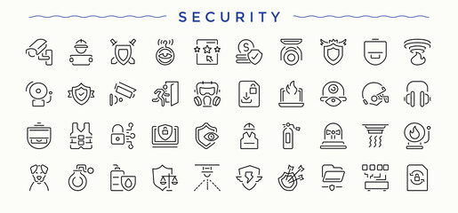 Security icon set. Minimalist editable vector stroke. Access Control modern icon set. Containing key, access, id, identification, access control and more.