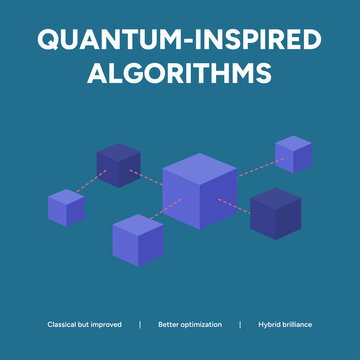 Quantum inspired algorithms concept with connected cube visualization