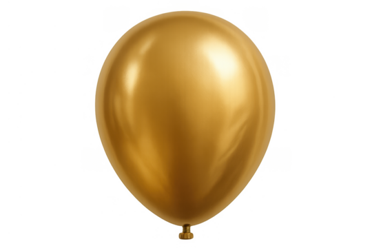 Golden inflatable balloon floating, celebrating party success, adding vibrant luxury decoration, transparent background