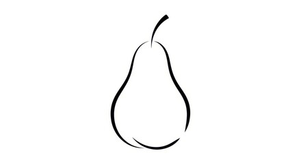 Elegant pear outline illustration with minimalist style against a white backdrop