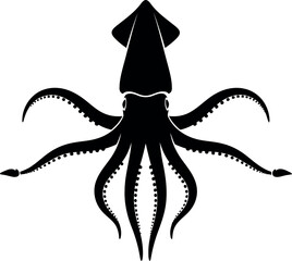 Black silhouette squid octopus kraken vector art © MDSafwan