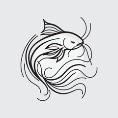 vector silhouette of fish swim