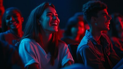 Joyful students in a detailed lecture