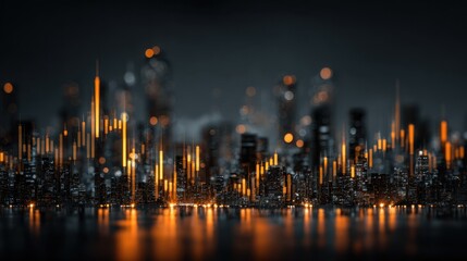 Stock market data displayed over new york city skyline during evening hours offering a unique perspective on financial trends and investment analysis