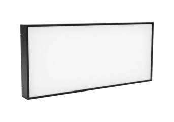 Minimalist rectangular light box with a clean black frame and glowing white surface, representing modern signage and blank display technology for mockups