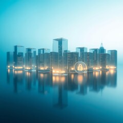 Fototapeta premium Portfolio prioritisation skyline illustration for steering committee and investment decks