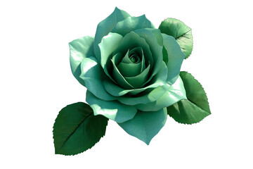 Neon Green Rose Illustration Isolated on Transparent Background