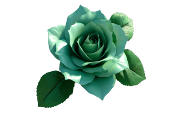 Neon Green Rose Illustration Isolated on Transparent Background