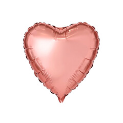 Rose gold heart shaped balloon isolated on transparent background