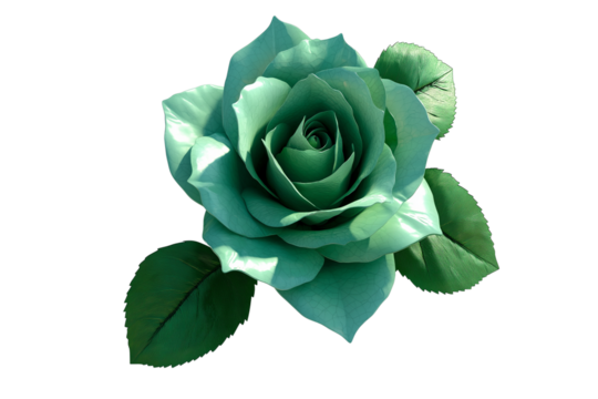 Neon Green Rose Illustration Isolated on Transparent Background