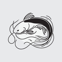 vector silhouette of fish swim