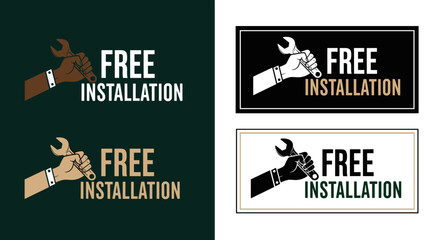 Offering Free Installation Services with Skilled Technician Hand Holding Wrench, Promoting Professionalism & Expertise in Plumbing, Repair, Maintenance, Engineering, or Construction Sectors with Moder