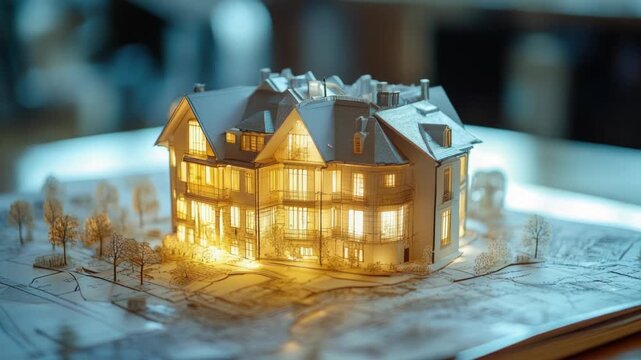 Video A small scale model of a house on a table top