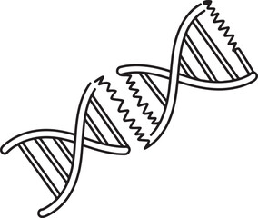 Damaged dna double helix illustration. one line Icon drawing with white background