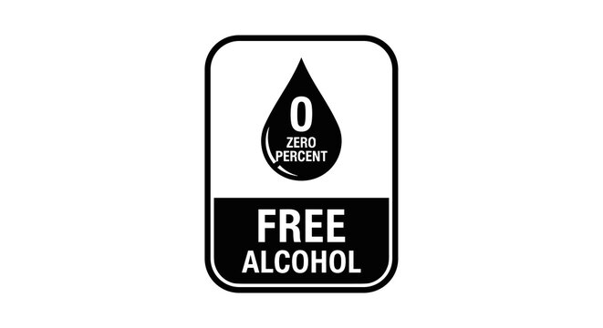 Zero Alcohol Beverage Illustration for Wellness Product Marketing, Promoting Health and Moderation in Lifestyle Choices, a Clean Graphic for Product Labeling and Informative Presentations, Ideal for D