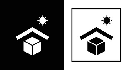 Keep Dry Storage and Avoid Direct Sunlight: A Pictogram Illustration Depicting Protective Measures for Sensitive Goods in Logistics, Packaging, and Supply Chain Environments, Used in Shipping,  Weathe