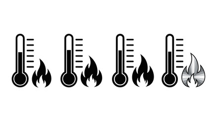 Rising Temperatures Hot Weather Climate Change with Thermometer and Flames Depicting Heatwaves, Global Warming, Fever, and Financial Inflation for Healthcare, Business Presentations, Environmental Awa