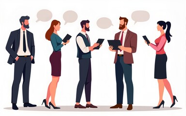 Speaking bundle concept illustration, collection of male and female business people scenes in the speaking bundle scene. mega set flat vector modern illustration. High quality