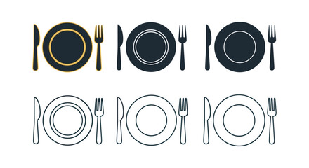 Elegant Place Setting Preparation with Plate, Knife, and Fork Isolated on White Background for Restaurant Menu Design & Catering Services; Stylish Dinnerware Arrangement for Formal Dining, Party Invit