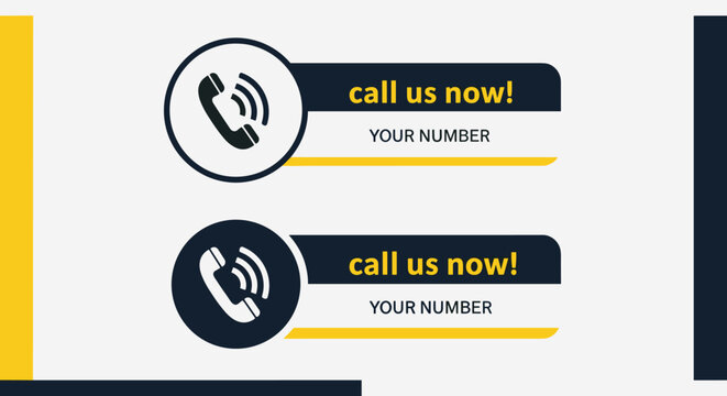 Modern Call Us Now Buttons for Immediate Communication: Professional Customer Service Contact Icons for Business Communication in a Modern Design. Phone Support. Urgent Assistance, Helpline Signage, M