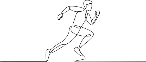 Continuous Line Drawing of a Running Person in Motion. one line Icon drawing with white background